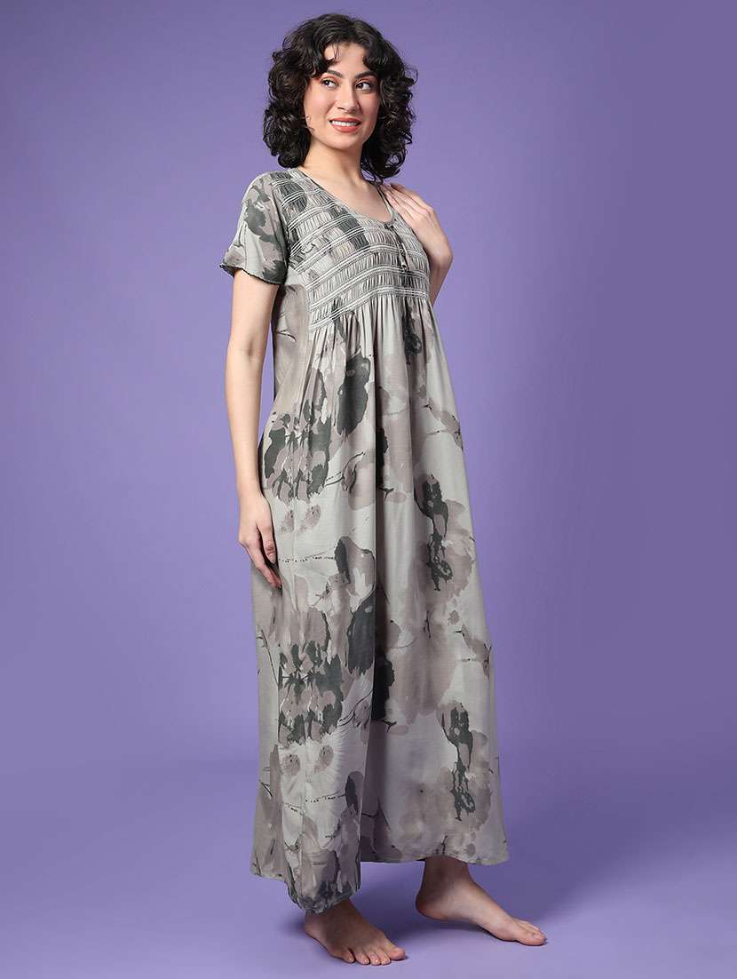 women printed short sleeve nighty - 22175102 -  Standard Image - 3