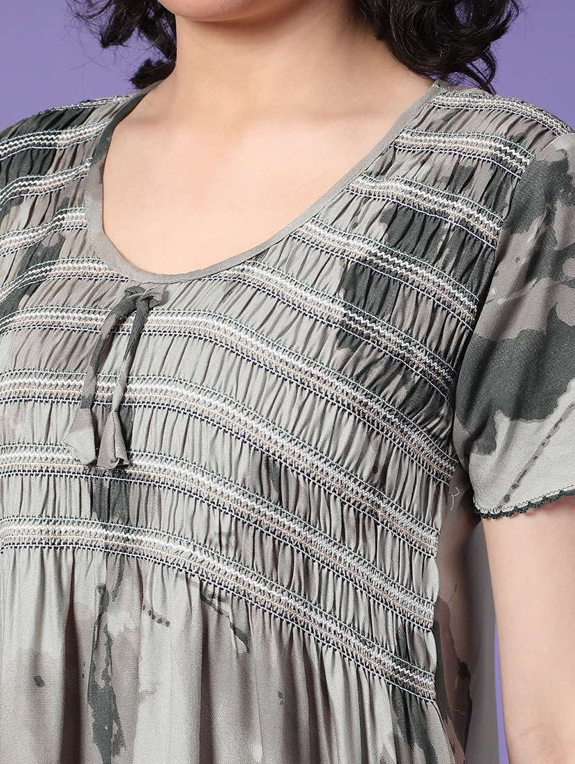 women printed short sleeve nighty - 22175102 -  Standard Image - 5