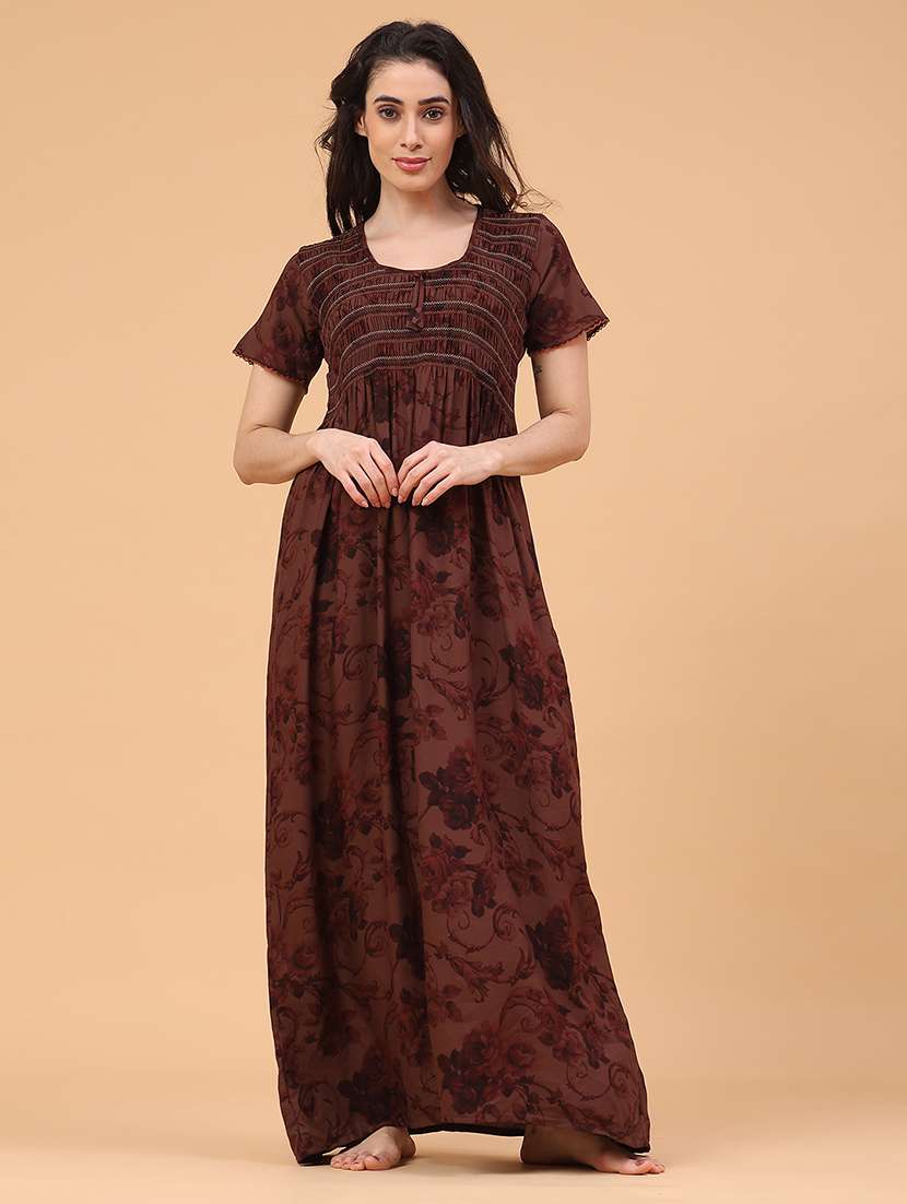 women printed short sleeve nighty