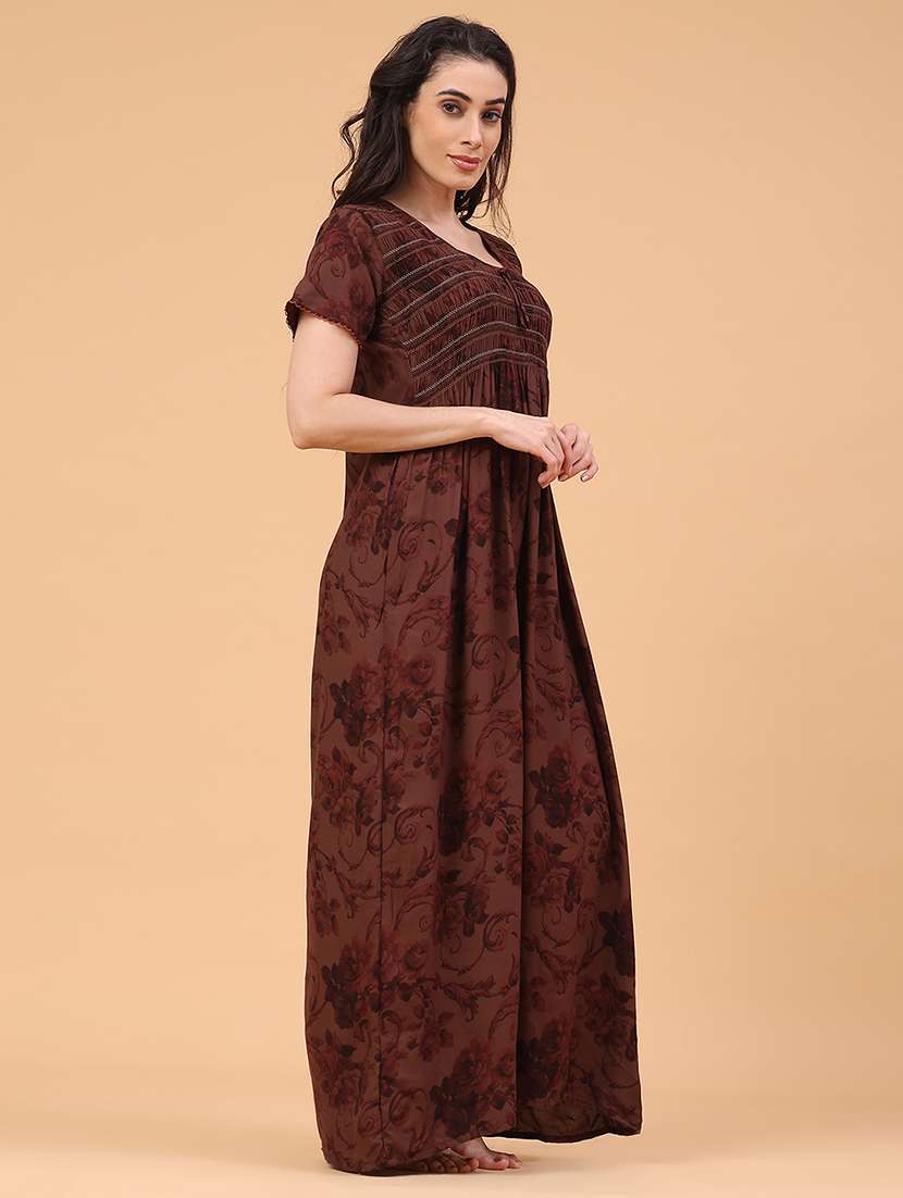 women printed short sleeve nighty - 22175104 -  Standard Image - 3