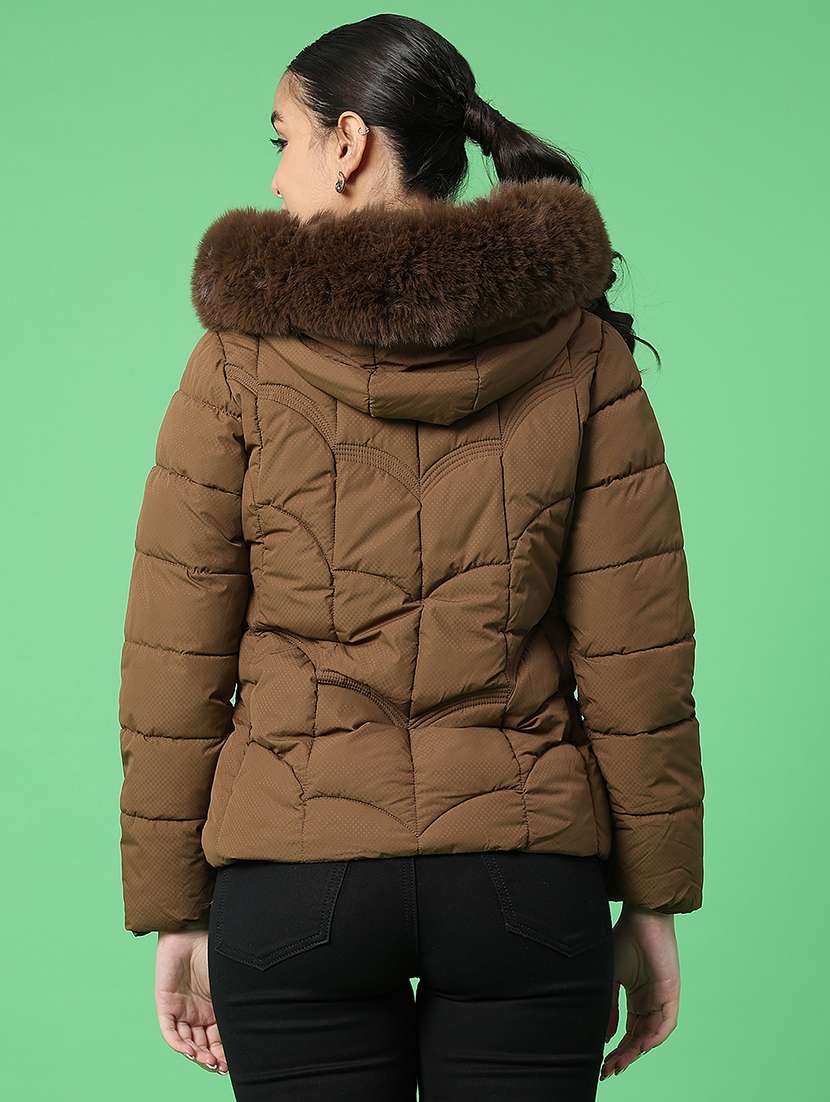 women solid long sleeve puffer jacket - 22175232 -  Standard Image - 3