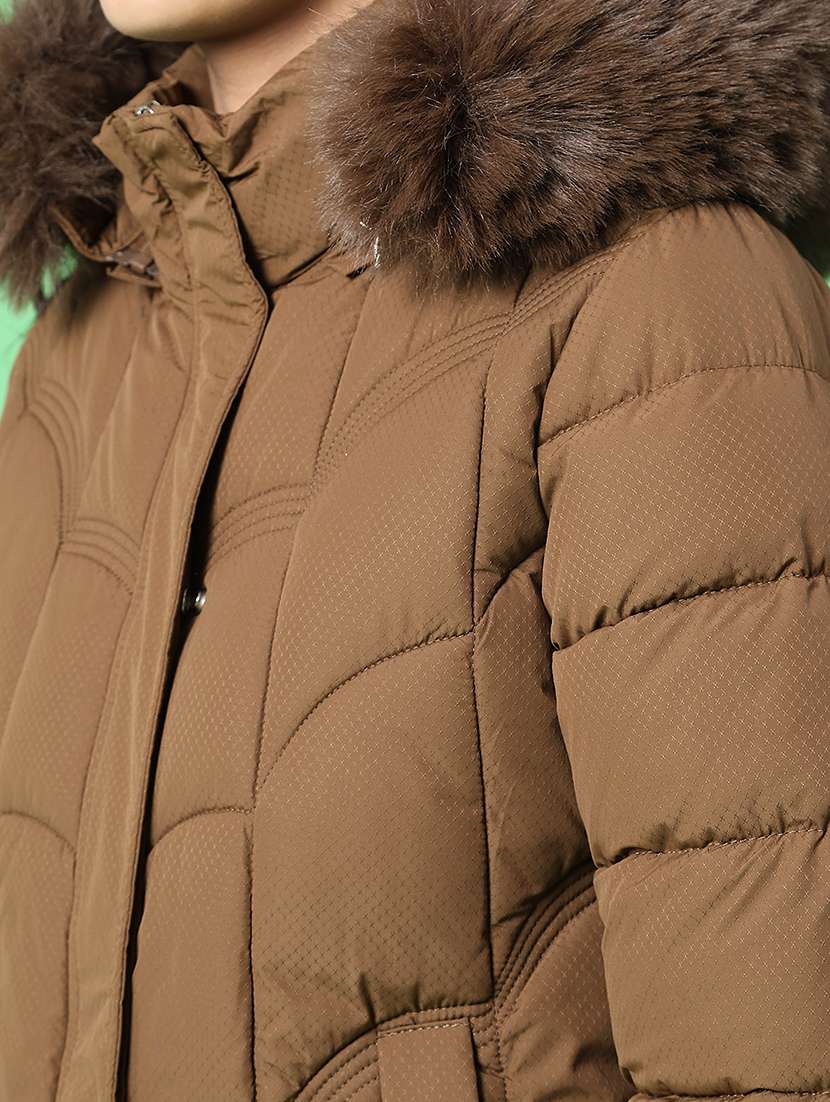 women solid long sleeve puffer jacket - 22175232 -  Standard Image - 5