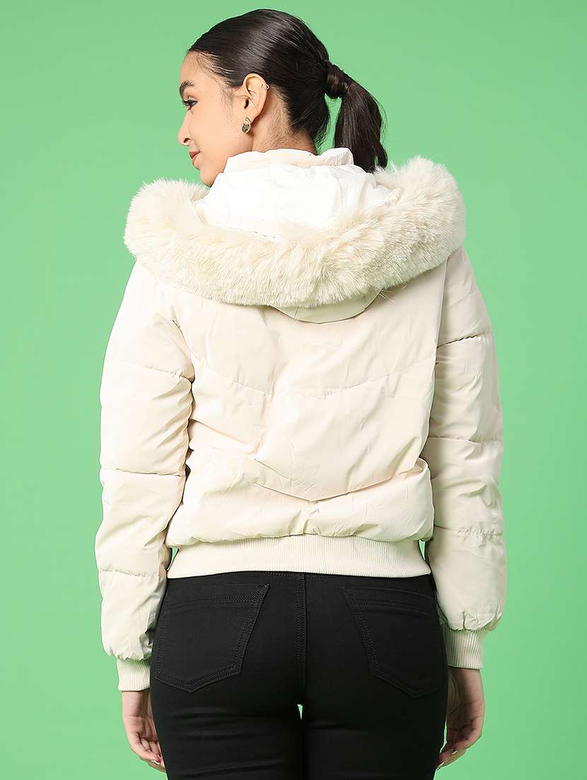 women solid long sleeve puffer jacket - 22175234 -  Standard Image - 3