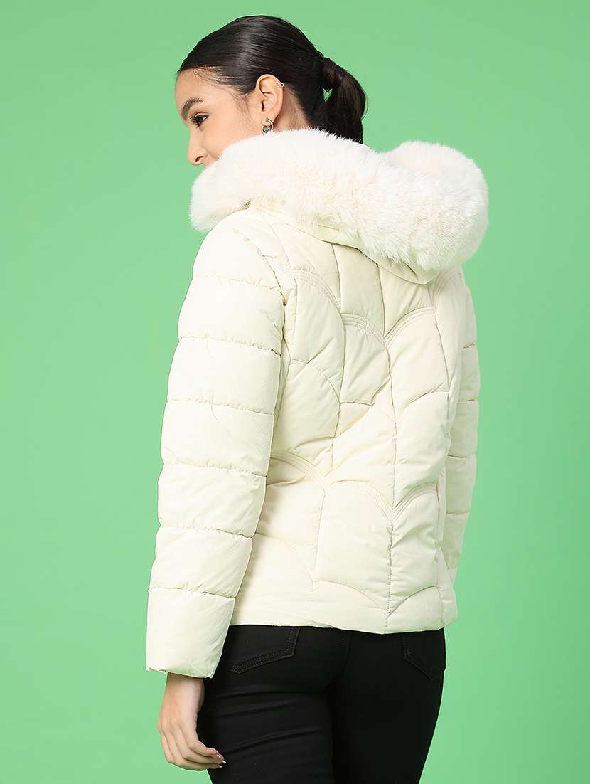 women solid long sleeve puffer jacket - 22175235 -  Standard Image - 3
