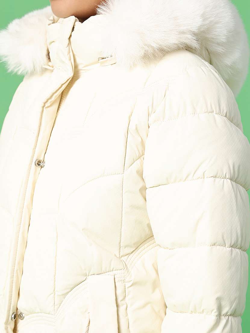 women solid long sleeve puffer jacket - 22175235 -  Standard Image - 5