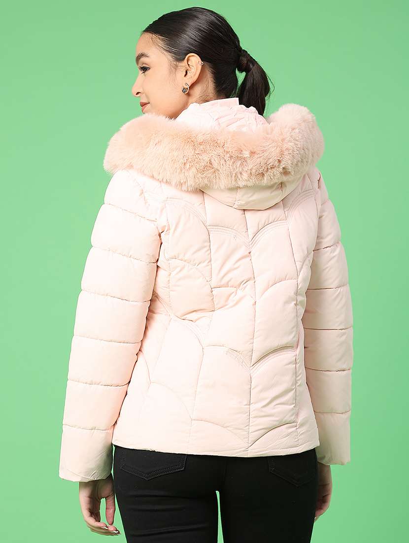 women solid long sleeve puffer jacket - 22175236 -  Standard Image - 3