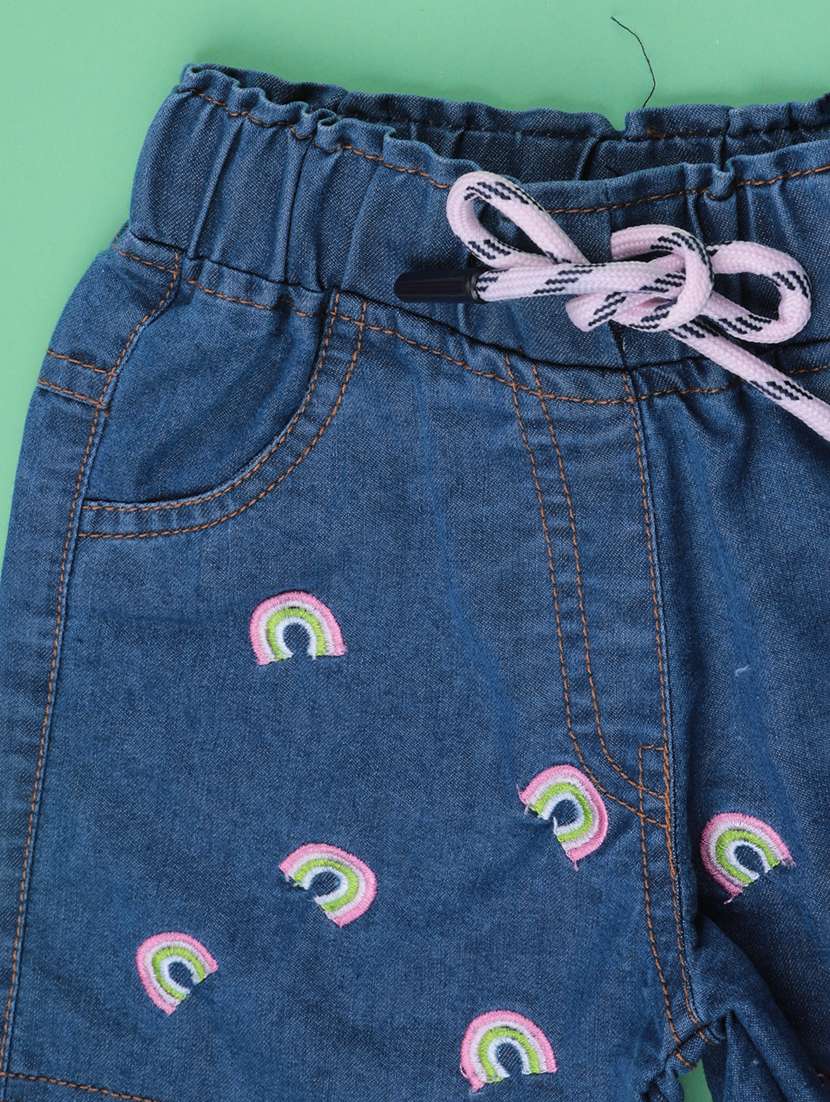 girls embroidered mid rise regular shorts - 22175253 -  Standard Image - 3
