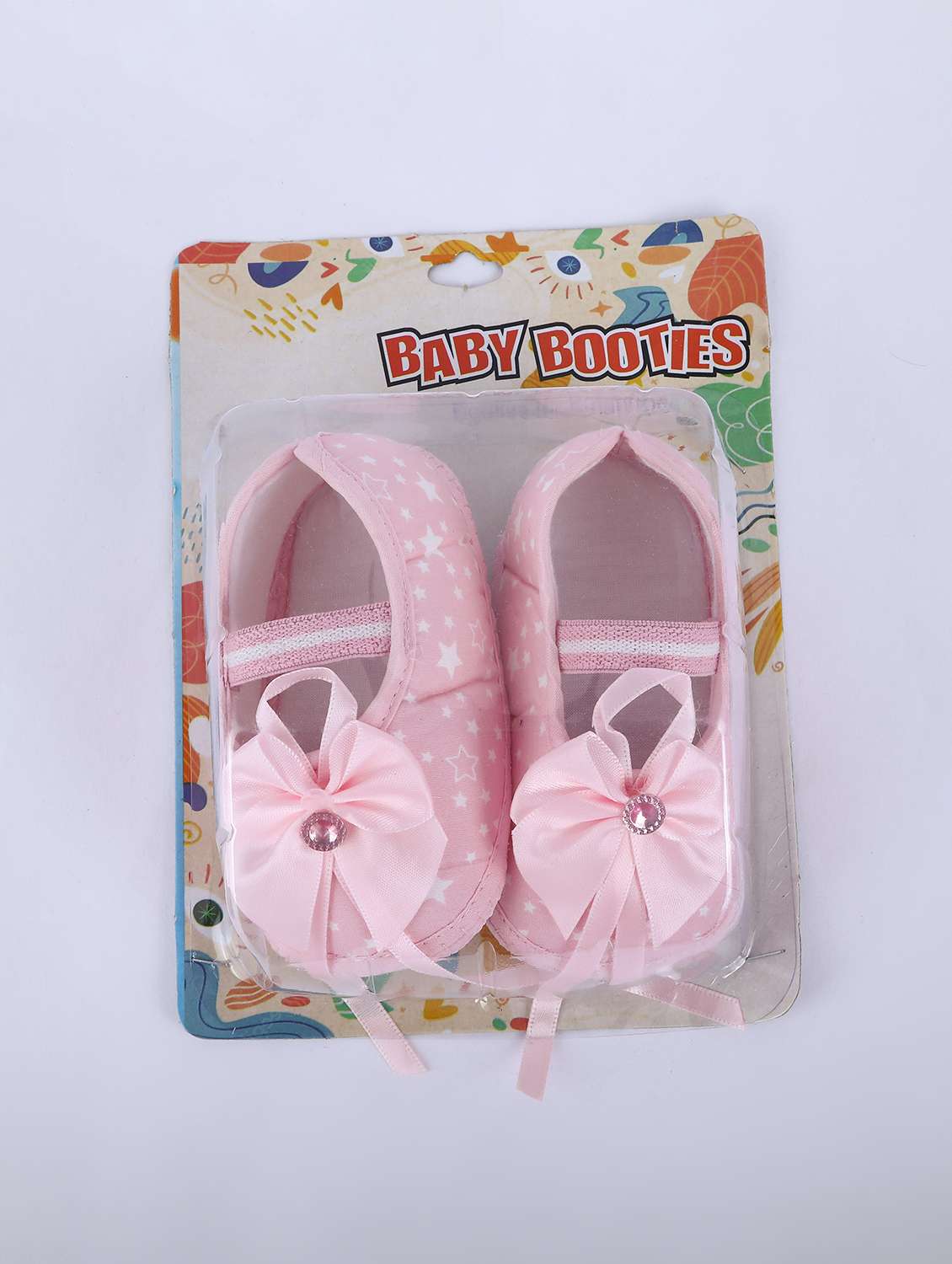 girl soft cotton booties with bow details