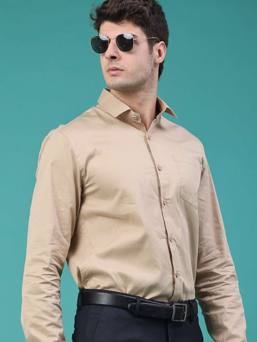 men solid long sleeve slim fit formal shirt