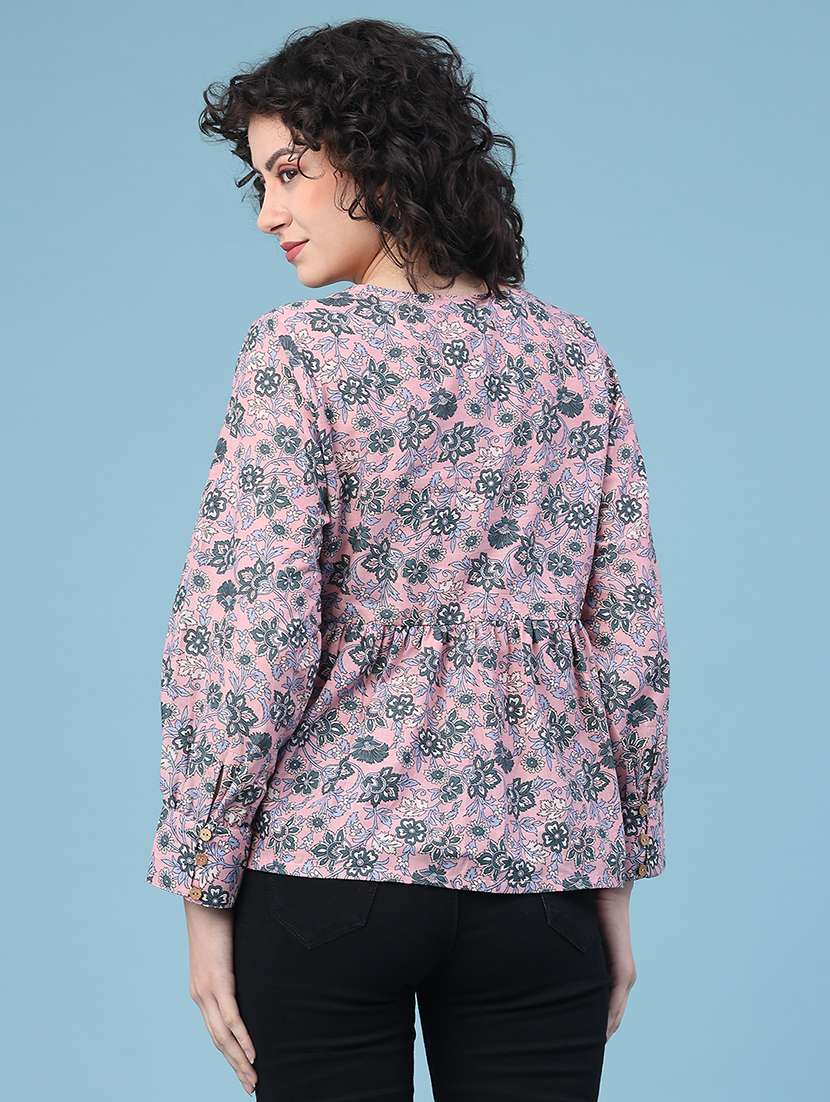 women floral printed long sleeve ethnic top - 22175321 -  Standard Image - 3