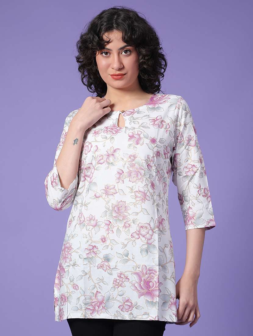 off white rayon straight kurti