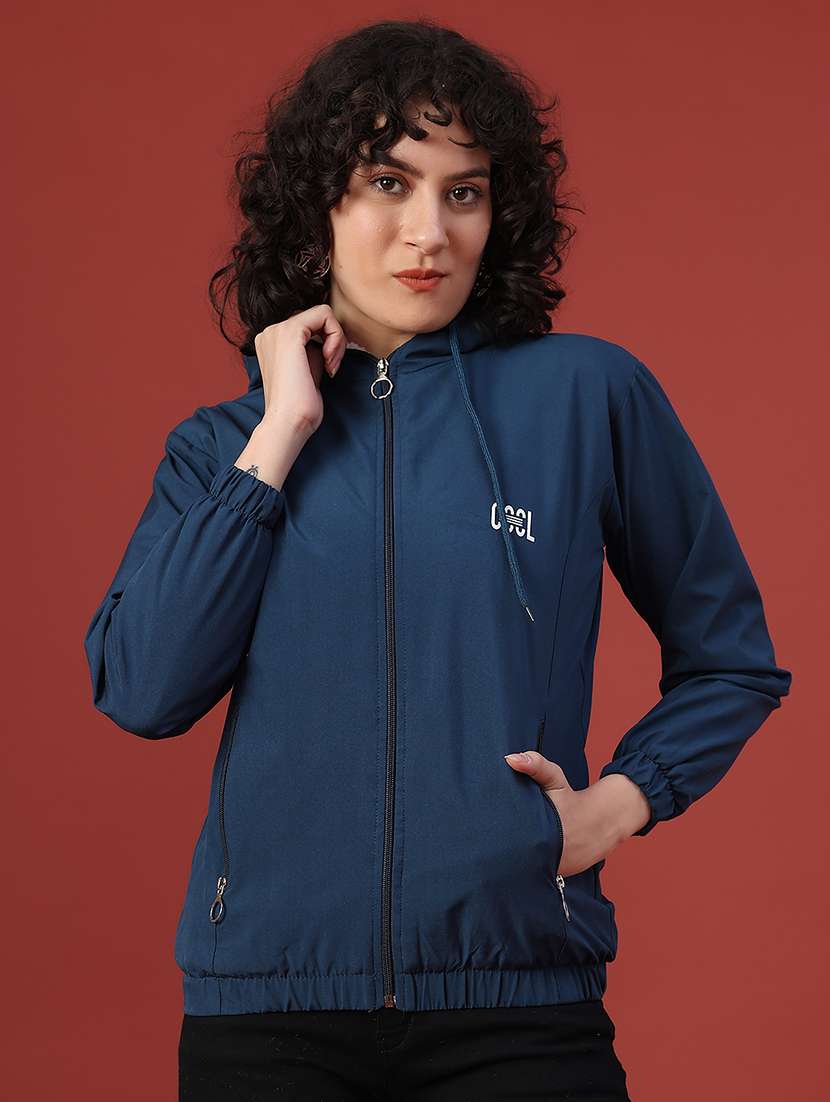 women solid long sleeve hooded sweatshirt