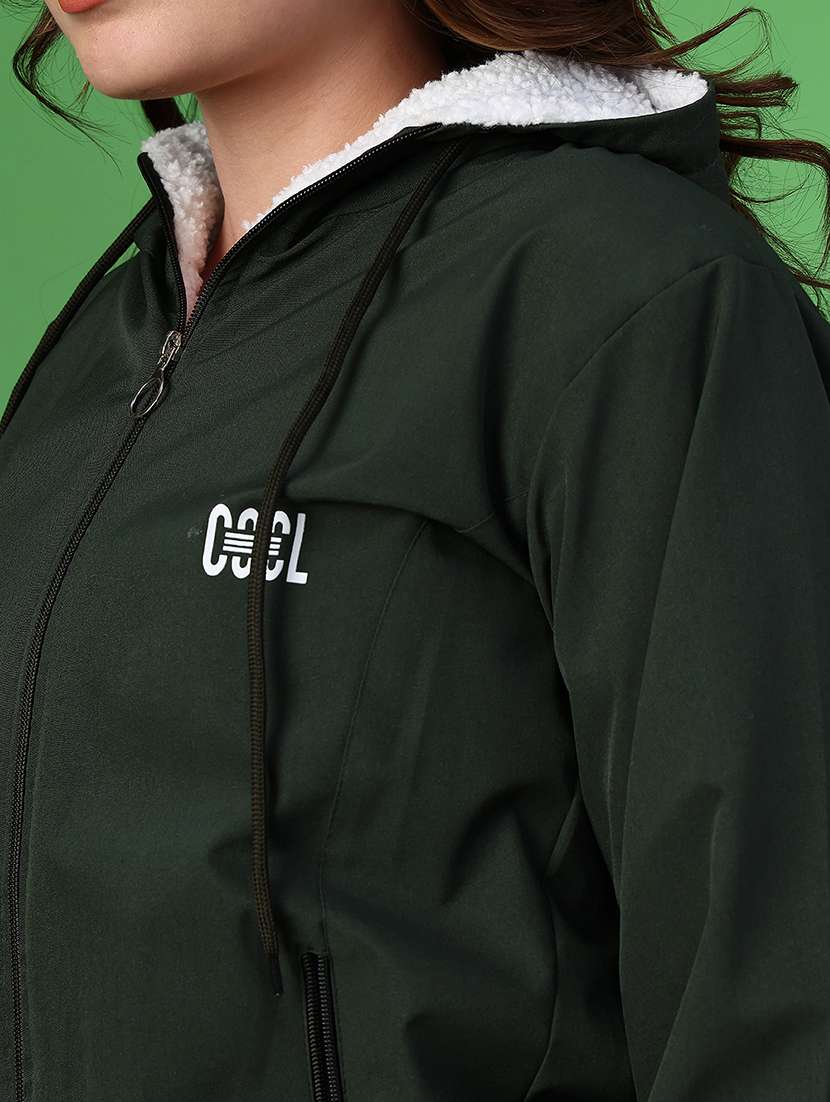 women solid long sleeve hooded regular jacket - 22175337 -  Standard Image - 5