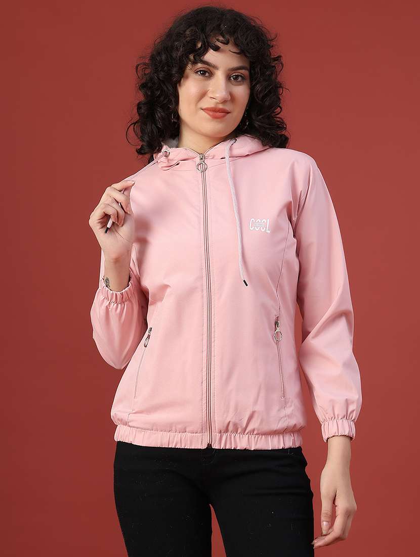 women solid long sleeve hooded sweatshirt