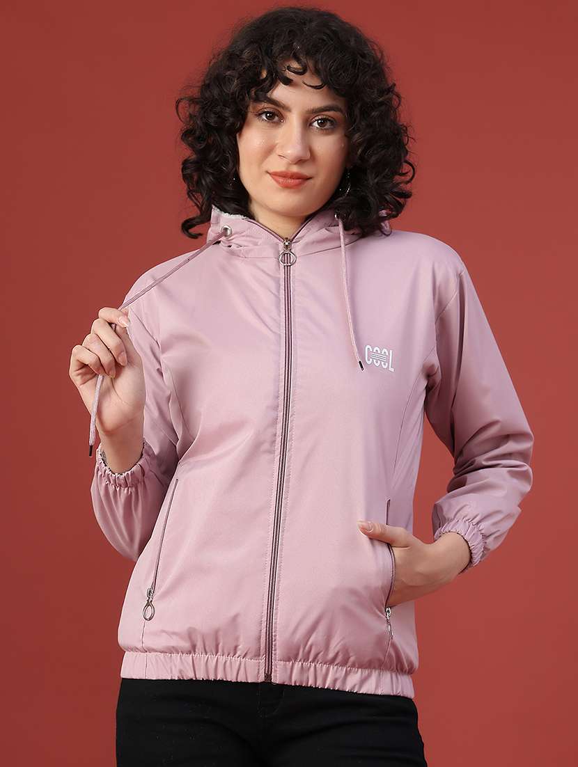 women solid long sleeve hooded sweatshirt