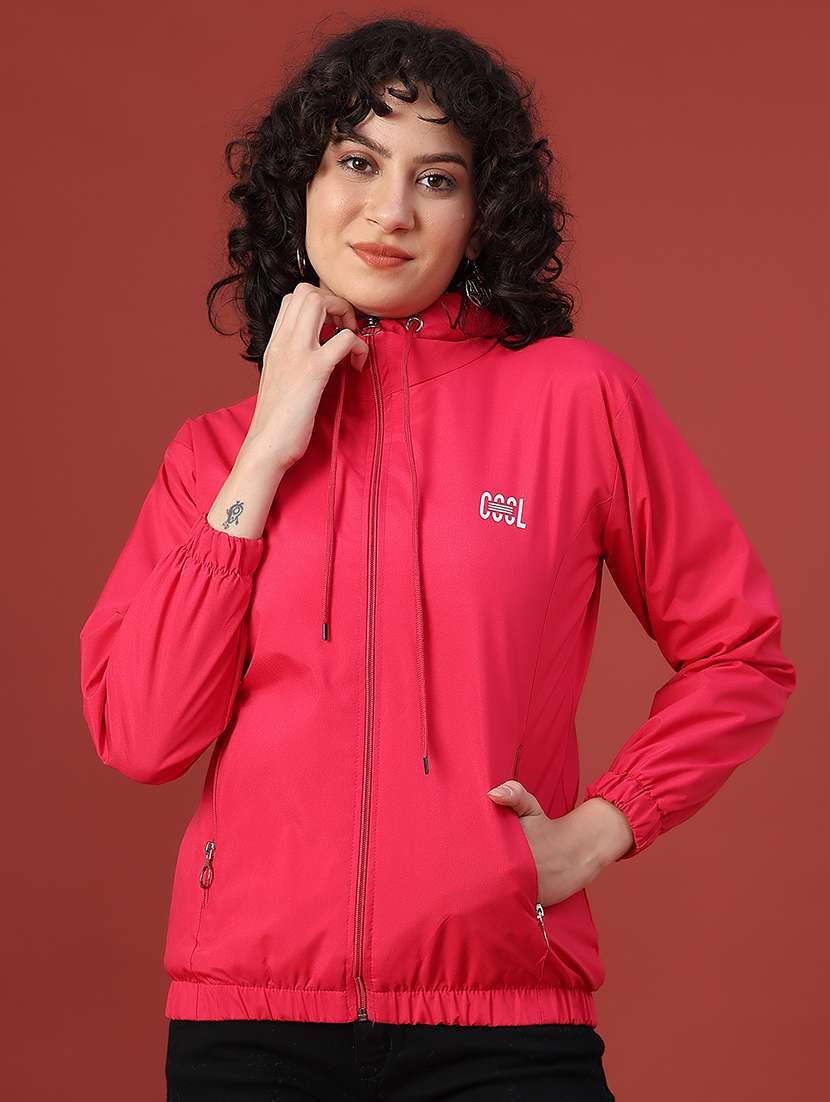 women solid long sleeve hooded sweatshirt