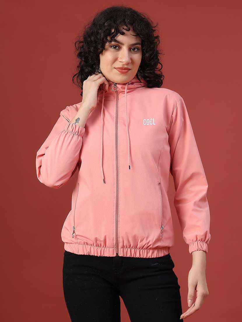 women solid long sleeve hooded sweatshirt