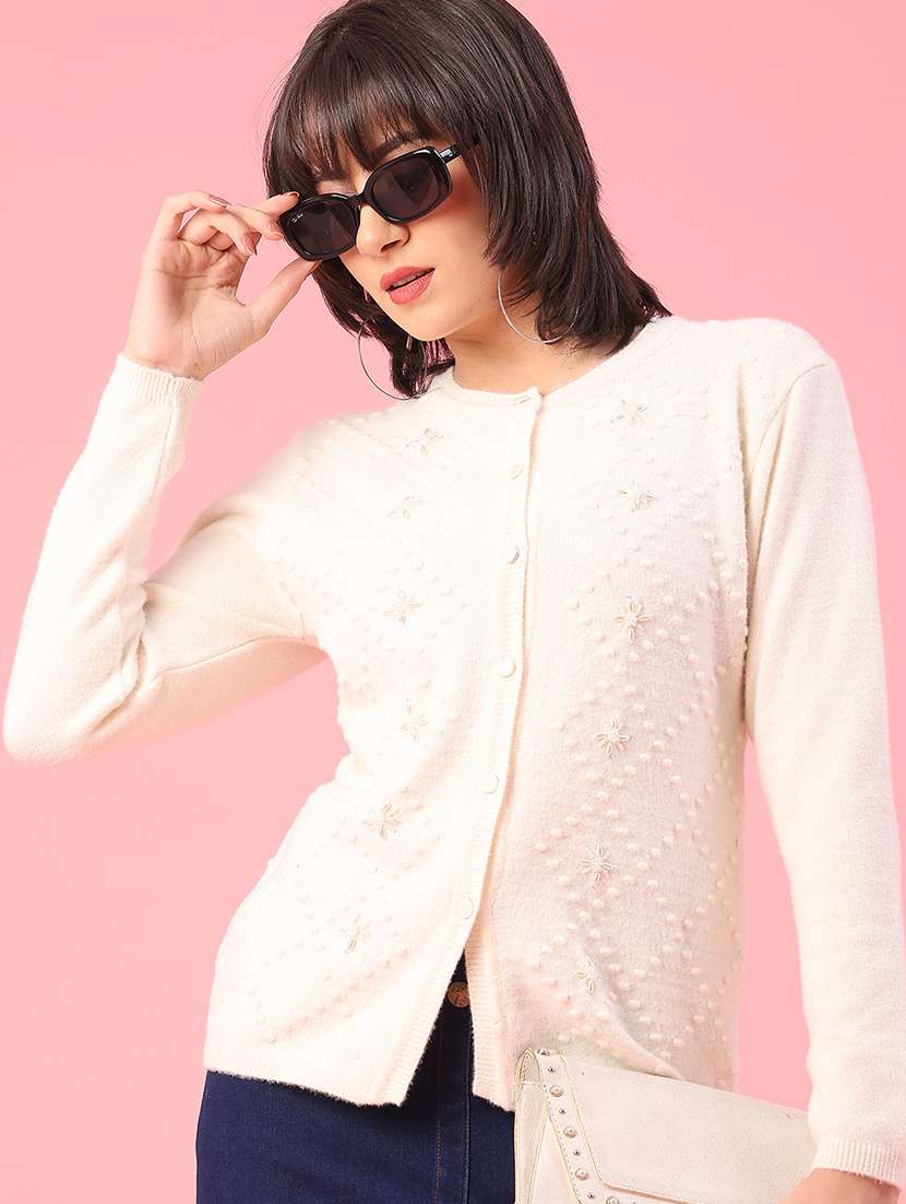 women self design long sleeve cardigan