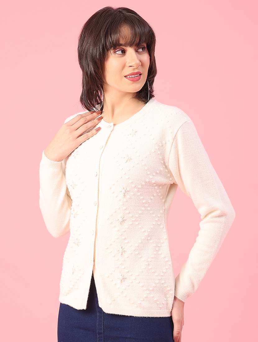 women self design long sleeve cardigan - 22175364 -  Standard Image - 3