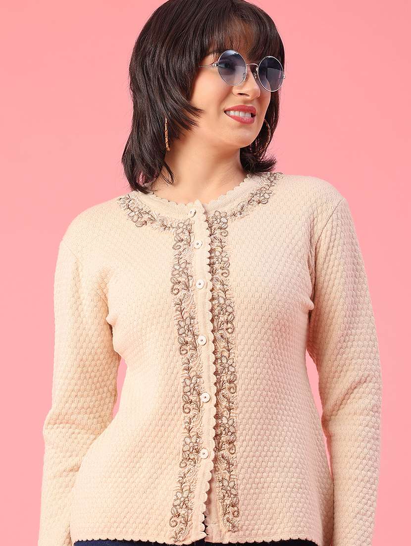 women self design long sleeve cardigan