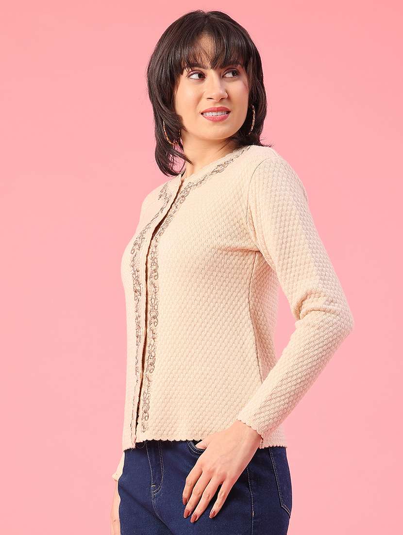 women self design long sleeve cardigan - 22175366 -  Standard Image - 3