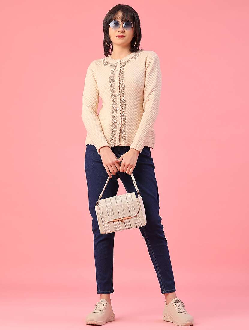 women self design long sleeve cardigan - 22175366 -  Standard Image - 5