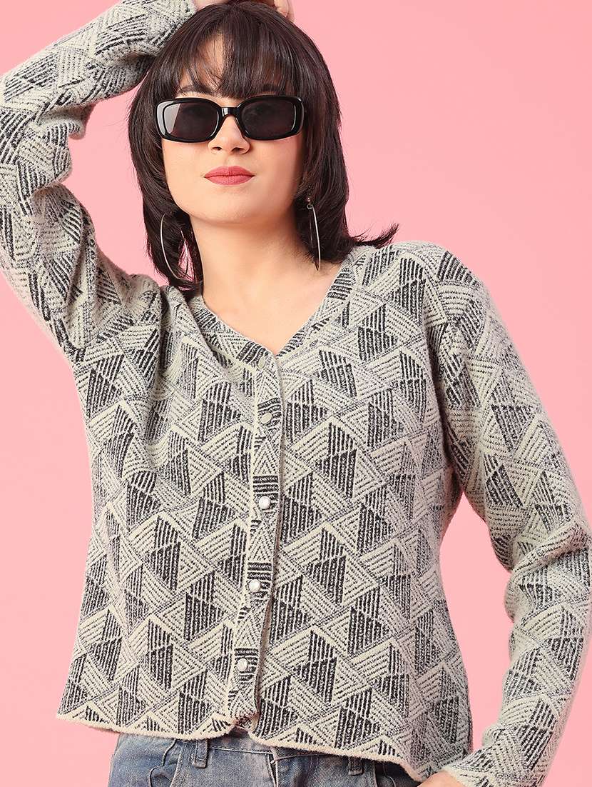 women self design long sleeve cardigan