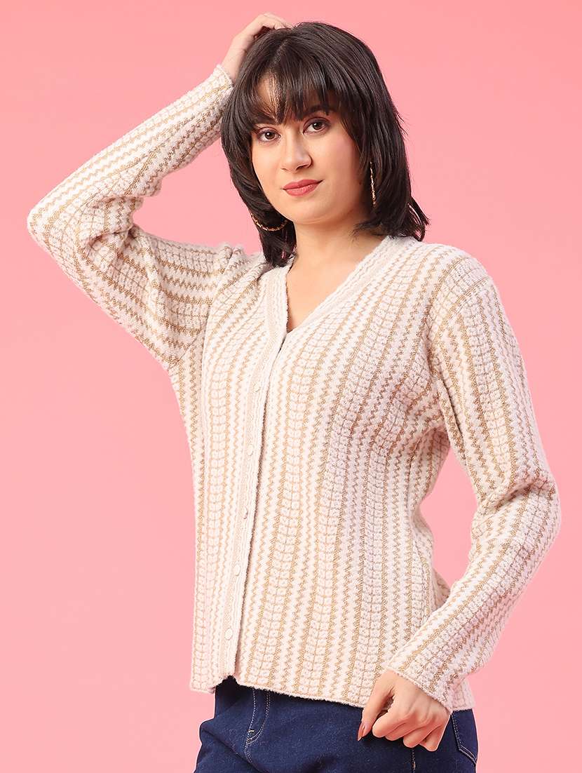 women self design long sleeve cardigan - 22175372 -  Standard Image - 3