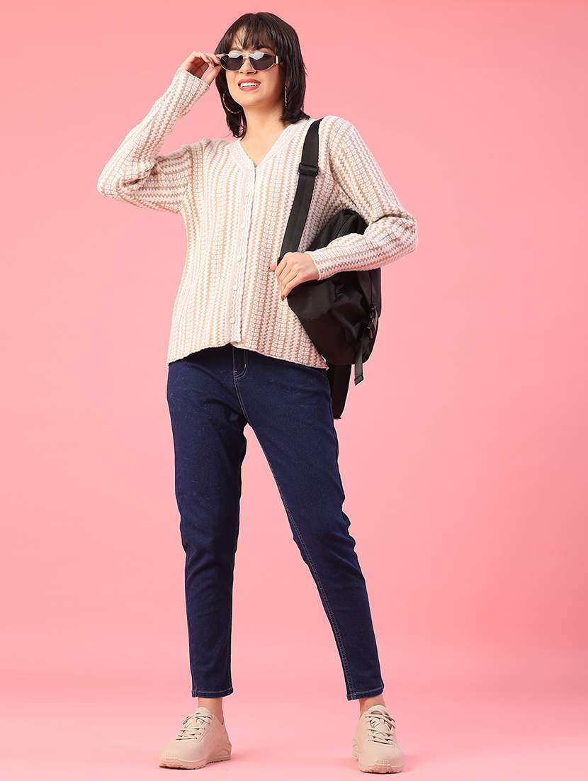 women self design long sleeve cardigan - 22175372 -  Standard Image - 5