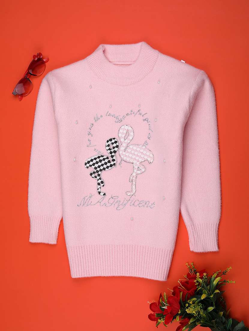 girls self designed long sleeve sweater