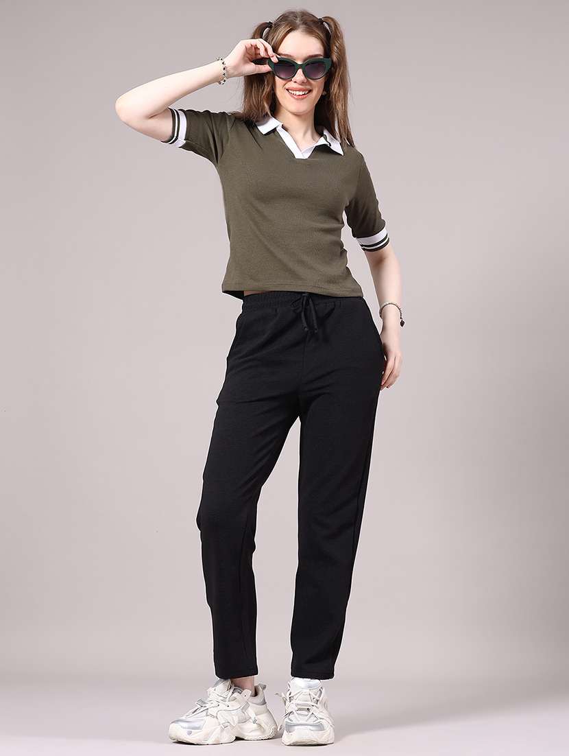 women printed short sleeve crop polo t-shirt - 22175440 -  Standard Image - 5