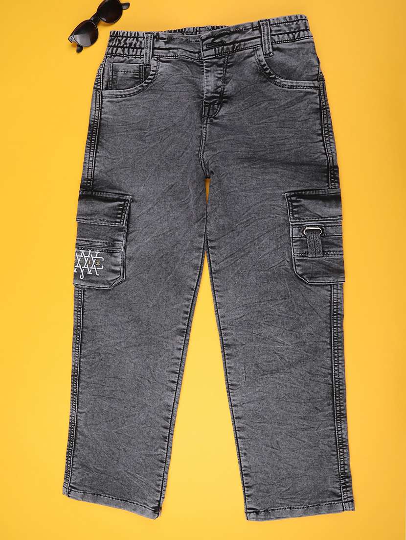 boys solid mid rise cargo