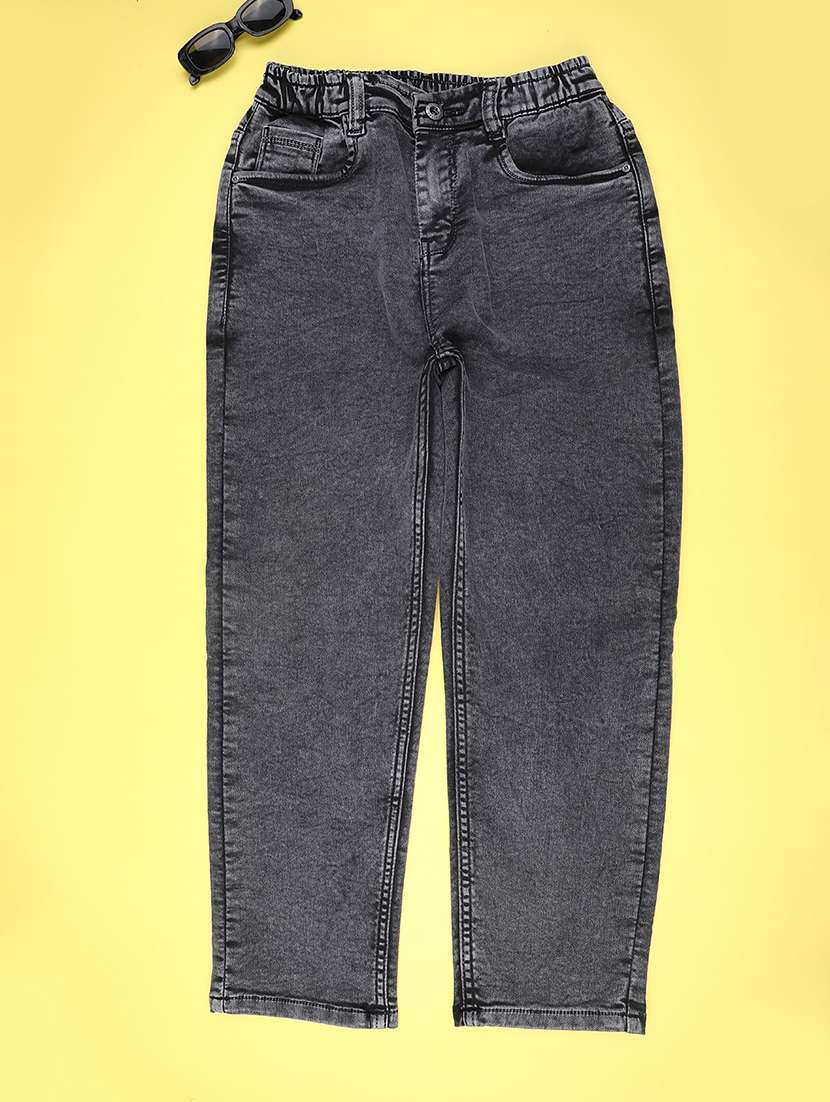 boys solid mid rise slim fit jean