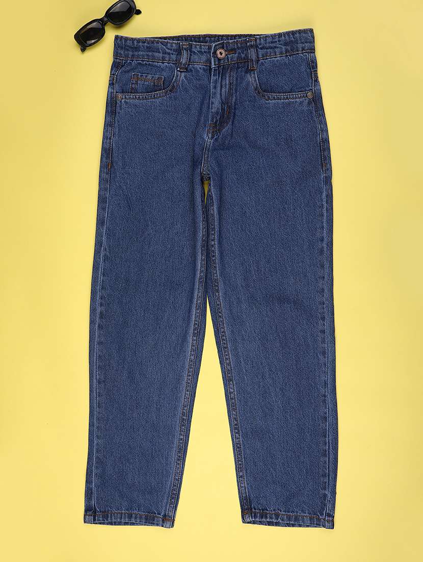 boys solid mid rise jeans