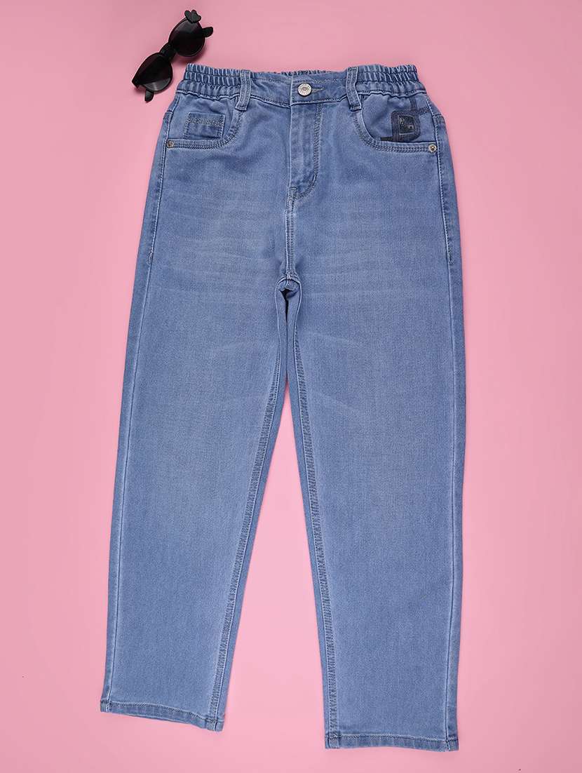 boys solid mid rise jeans