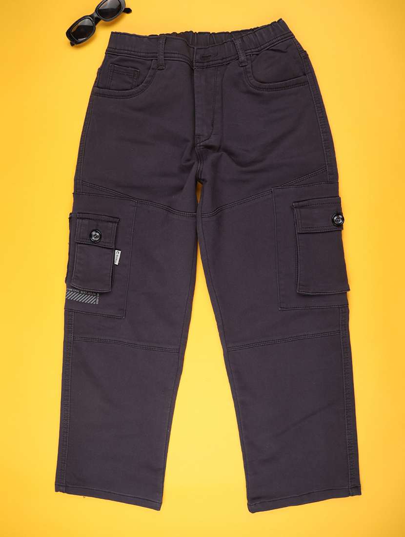 boys solid mid rise cargo