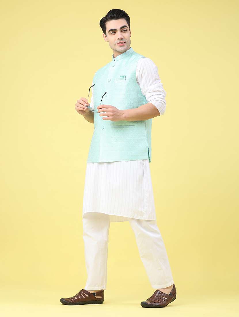 men self design sleeveless nehru jacket - 22175545 -  Standard Image - 5