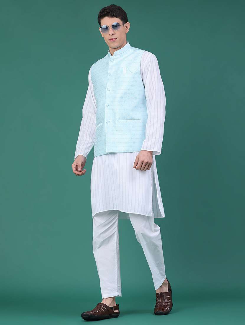 men self design sleeveless nehru jacket - 22175546 -  Standard Image - 5