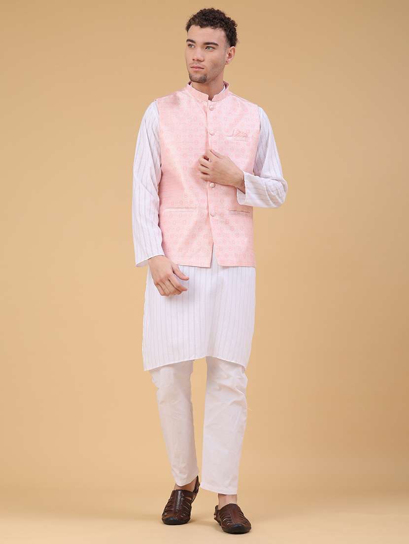 men self design mandarin neck regular fit nehru jacket - 22175547 -  Standard Image - 5