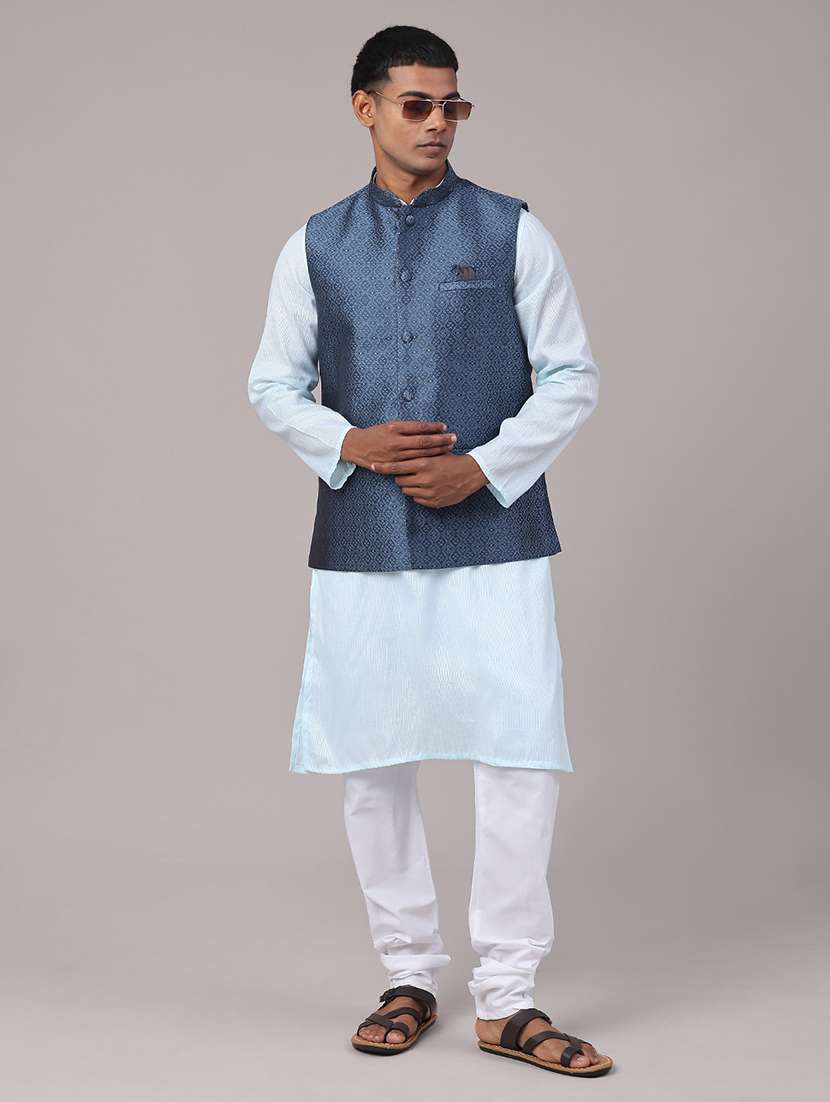 men self design mandarin neck nehru jacket - 22175549 -  Standard Image - 5