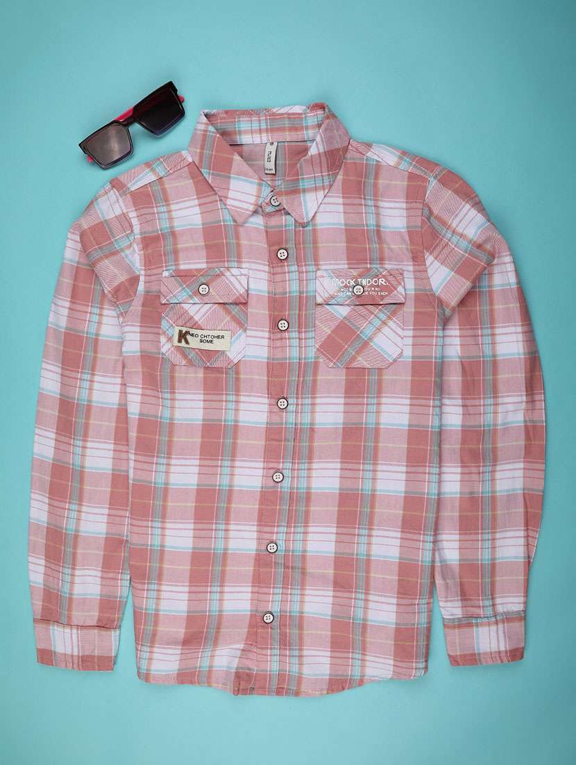 boys checkered collared long sleeve shirt