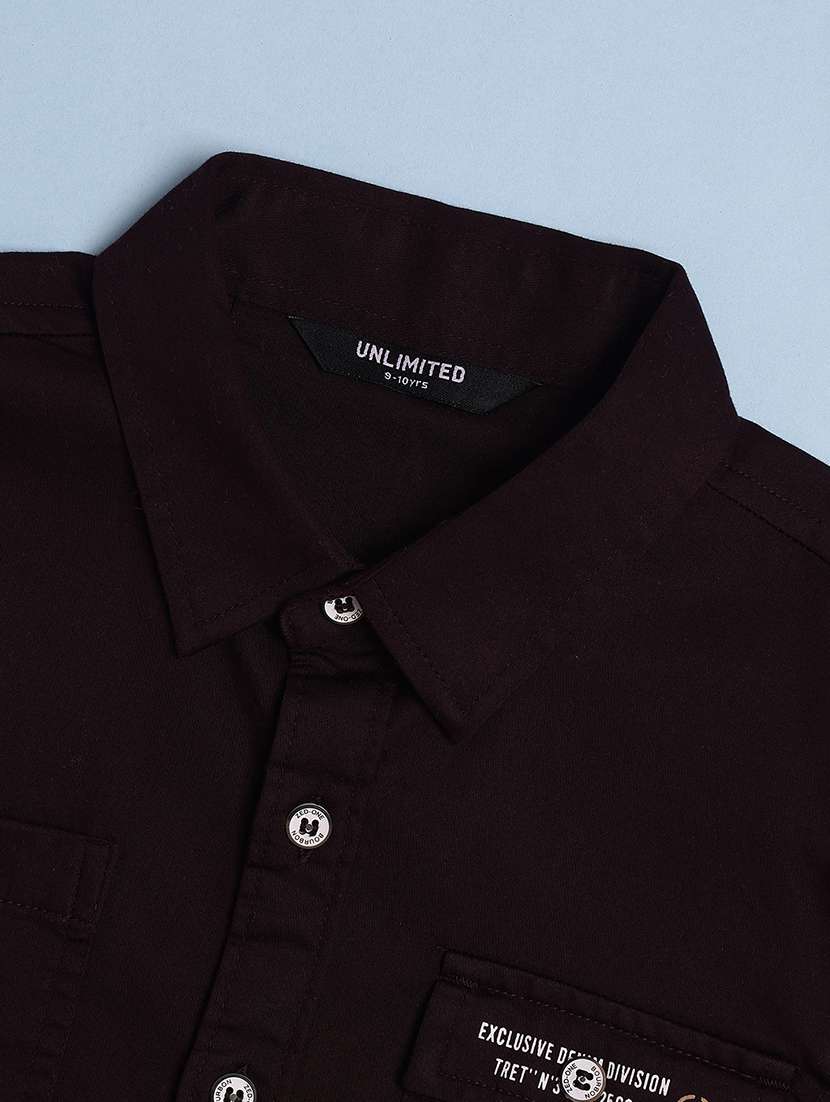 boys solid collared long sleeve shirt - 22175587 -  Standard Image - 3