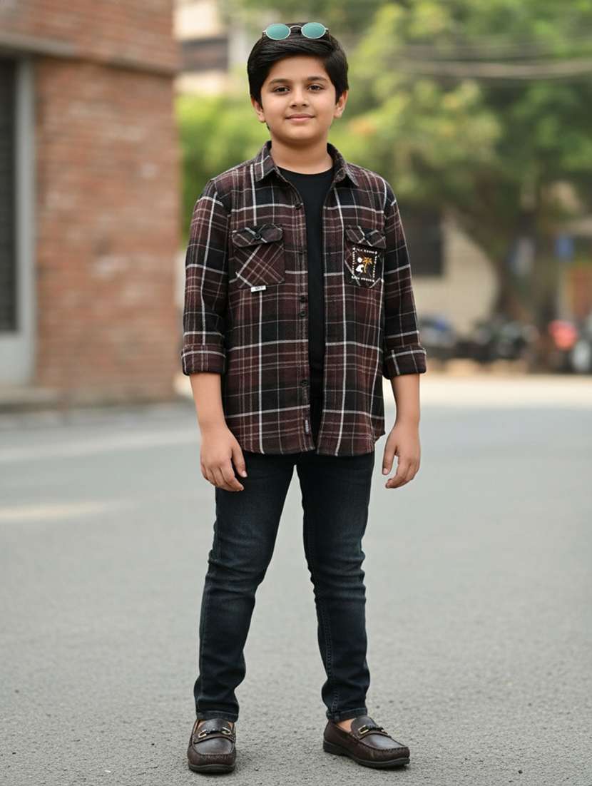 boys brown cotton shirt