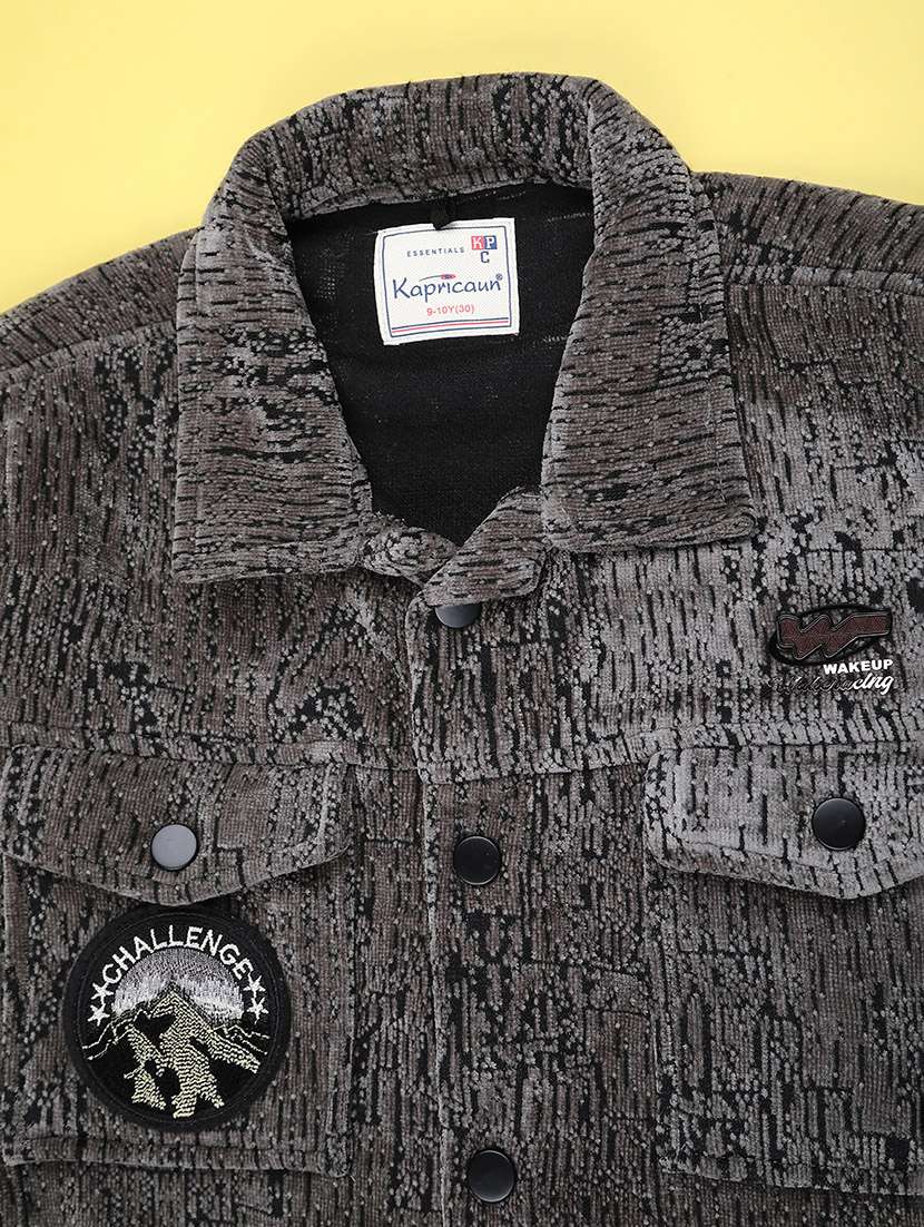 Boys Self Design Long Sleeve Shacket - 22175634 -  Standard Image - 3