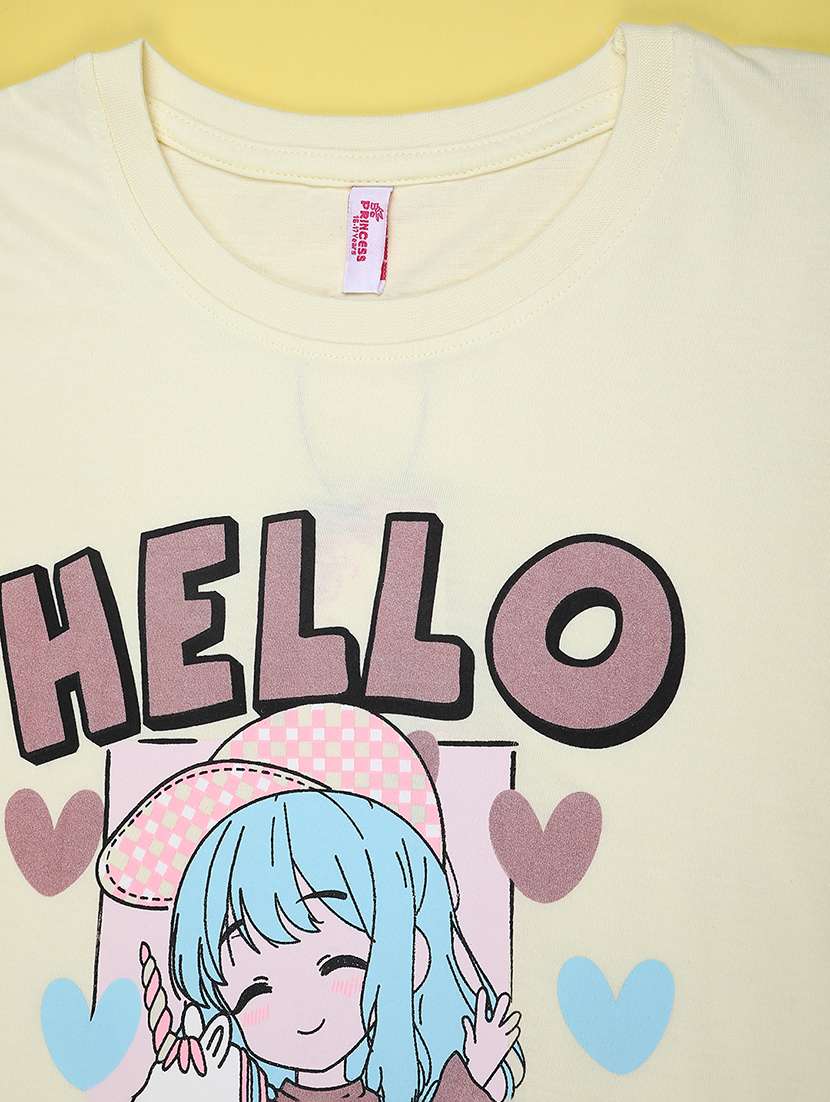 girls printed round neck t-shirt - 22175788 -  Standard Image - 3