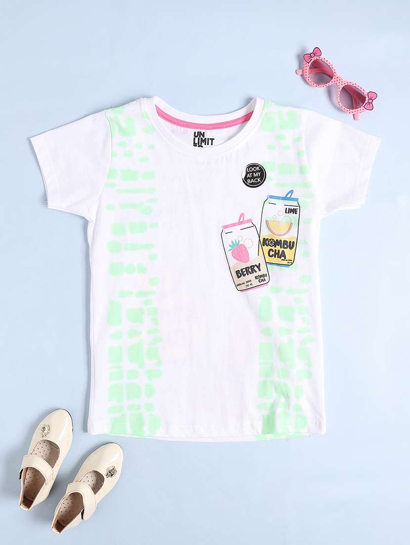 kids white cotton blend t-shirt
