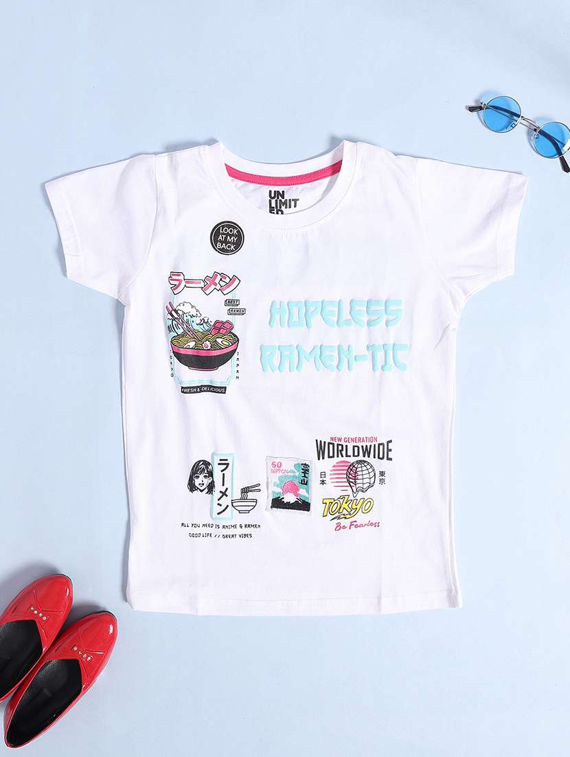boys white cotton blend t-shirt