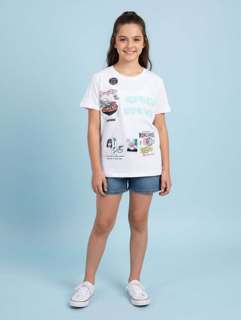 boys white cotton blend t-shirt
