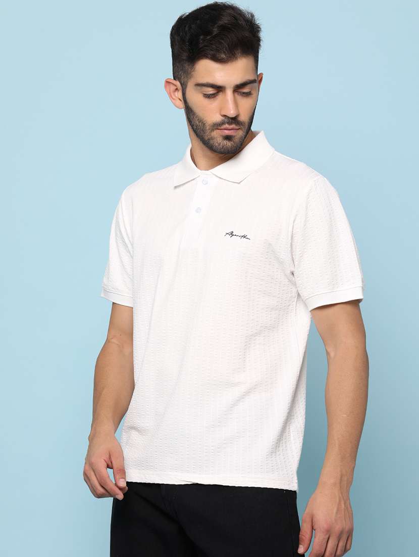 men self design short sleeve regular fit polo t-shirt