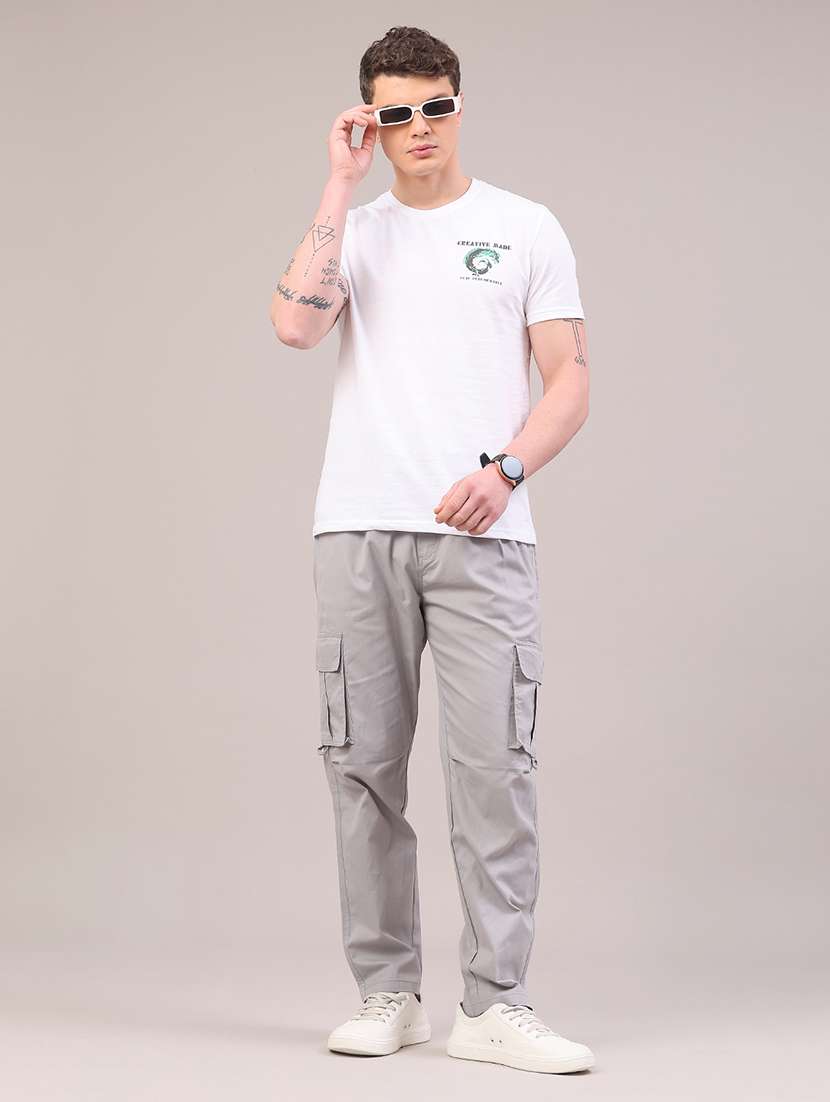 men solid mid rise regular fit cargo  - 22175855 -  Standard Image - 5